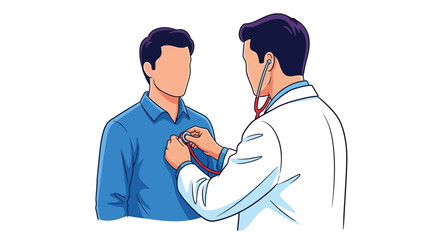 Doctor examining a male patient with a stethoscope for health assessment