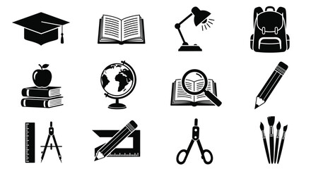 Obraz premium Education icons depicting learning tools school supplies and academic achievement