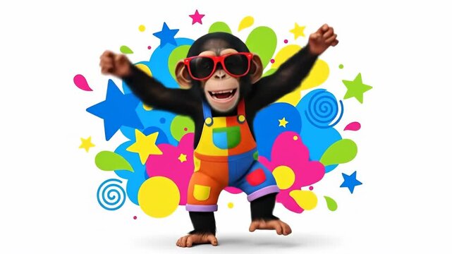 Funky Monkey Dance Party - A Colorful Celebration of Joy.