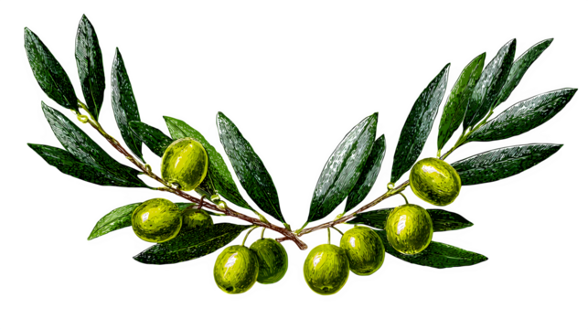 olive branch symbol of peace and unity, isolated on white background