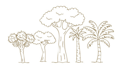Diverse Trees Illustration: A simple yet elegant illustration showcases the beauty and diversity of trees, depicting a variety of species with different shapes and sizes. 