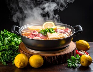 肉と野菜のレモン鍋