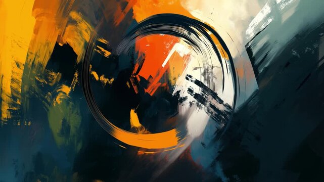 Abstract orange and blue painting animation background