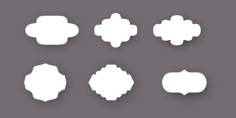 Set of Decorative White Labels and Frames with Shadows