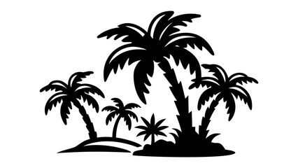 Tropical Silhouette: Palm trees stand as stark silhouettes, evoking a sense of tranquil island life against the sun's embrace, hinting at warm breezes and carefree days.