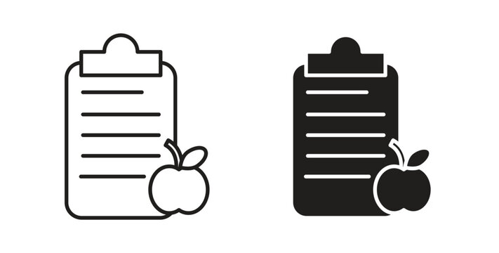 Diet plan icons with simple flat and thin stroke style