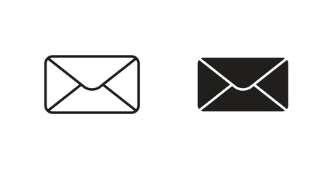 Email icons with simple flat and thin stroke style