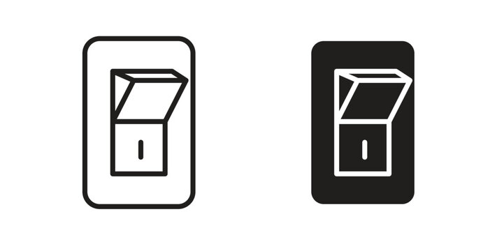 Electric switch icons with simple flat and thin stroke style