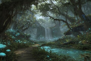 Enchanted Glowing Forest Pathway