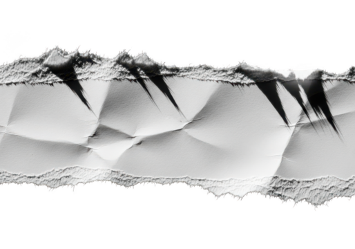 Torn edge of white paper isolated on transparent background