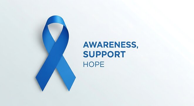 Minimalist layout with blue ribbon and modern typography, Blue November, Men's Health Awareness