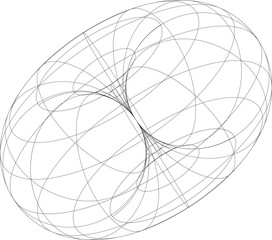 Abstract 3d wireframe torus knot with intersecting curves and geometric complexity