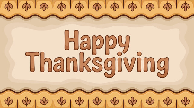 Happy thanksgiving greeting card with decorative borders and autumn leaf motifs - Powered by Adobe