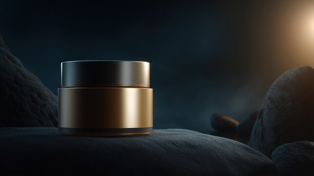 Black gold packaging for a face cream jar for mockup