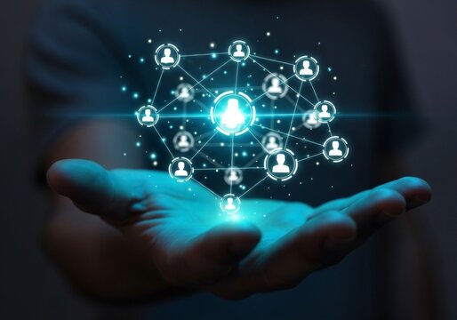 Digital Network Connection in Hand – Modern Social Media and Data Communication Concept. - Powered by Adobe