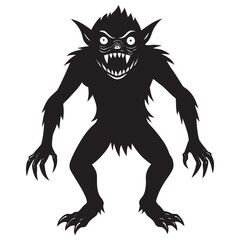 Full black color monster illustration 