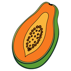 Fruitful Papaya Cartoon Illustration
