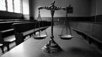 Scales of Justice in Courtroom (1)