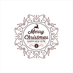 Elegant Merry Christmas and Happy New Year Typography Ornament Design