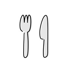 シンプルなフォークとナイフのイラスト