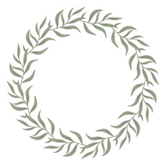 Botanical wreath vector frame, Greenery Circle frame, Plant Round Border. Botanical element