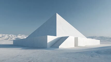 White Pyramid Structure In Snowy Landscape