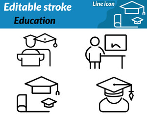 Education set icon. Ideal for schools universities e-learning platforms and educational apps. This icon embodies the pursuit of knowledge lifelong learning and inspiration the importance of education.