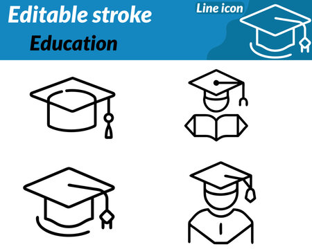 A symbolic icon representing education and learning. Featuring an open book graduation cap and pencil arranged together. The design conveys knowledge growth and academic achievement.