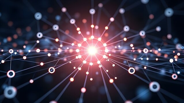 Glowing light bulb surrounded by digital network symbolizing innovation and teamwork