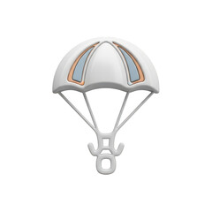 Minimalist White Parachute Icon with Pastel Accents skydiving jump isolated on a transparent background