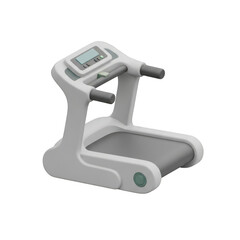 Modern 3D Treadmill with Digital Display and Grey Belt on a Background Keywords: treadmill, exercise, fitness, gym, workout, cardio, equipment, machine isolated on a transparent background