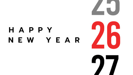 2026 New Year Transition Timeline Simple Red and Gray Numbers
