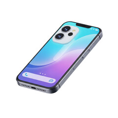 Modern Smartphone with Gradient Screen and Dual Camera on Background Keywords: smartphone, mobile phone, cell phone, device, technology, gadget isolated on a transparent background