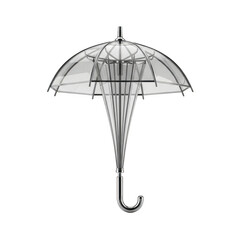 Modern Transparent Umbrella with Chrome Frame and Hook Handle clear contemporary isolated on a transparent background
