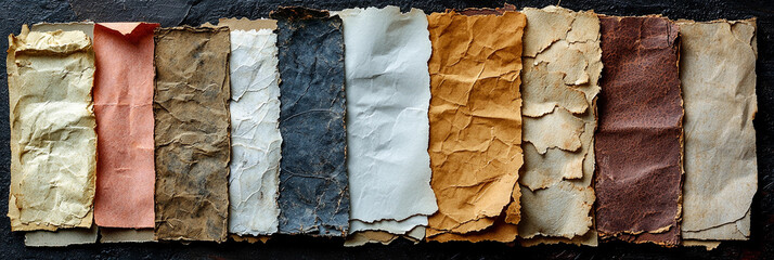 Texture variety of crafted papers arranged for display Generative AI