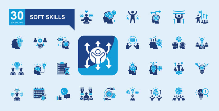 Prime Solid — Soft Skills Icon Set
A collection of modern solid icons designed for business platforms, Stress Management, Positive Thinking, Self Confidence, Decision Making, Resilience and more