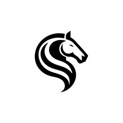 Horse head with flowing mane symbol