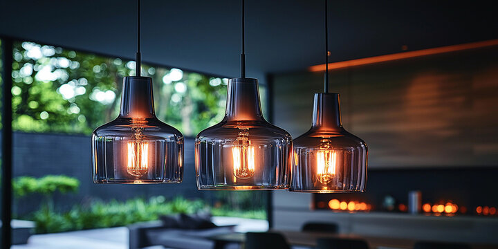 Elegant glass lighting enhances modern outdoor space Generative AI