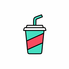Soda Cup Icon with Straw - Refreshing Drink Vector Illustration