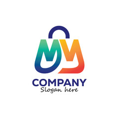 Eye-catching shopping bag logo design for modern retail business or online store branding