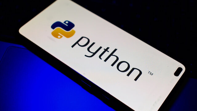 London, UK, 06.11.2025: Python logo on phone screen