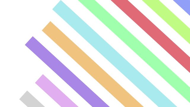 vertical slants multi coloured pastel lines on white background for video advertisement template, business presentation background video, multi pastel coloured, red, orange, purple, rectangula lines, 