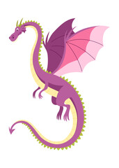 Obraz premium A colorful pixel art of a purple dragon with pink wings