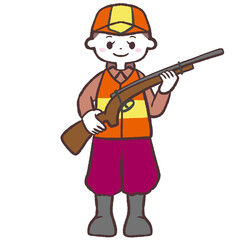 猟銃を持つ女性のイラスト