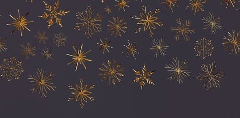 Elegant gold snowflakes on a sophisticated dark grey background create a festive and luxurious...