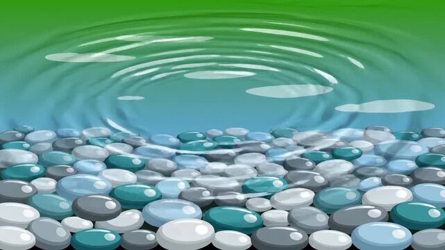 静寂の池 ベクトル風景イラスト 穏やかな光