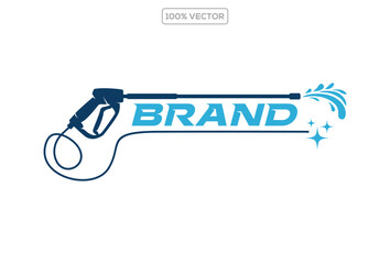 Pressure washing gun logo design vector template illustration