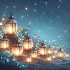 “Lanterns lit in memory, night sky, gentle atmosphere of remembrance.”