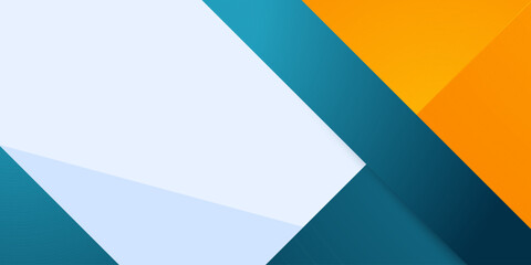 Abstract papercut banner background with blue and orange element color shapes pattern on bright background.