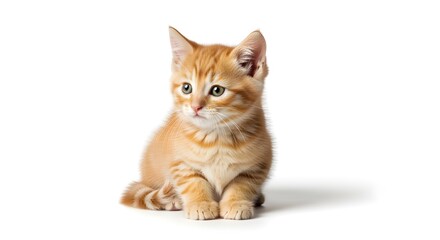 Adorable Orange Kitten Portrait A Cute and Playful Feline on a Clean White Background